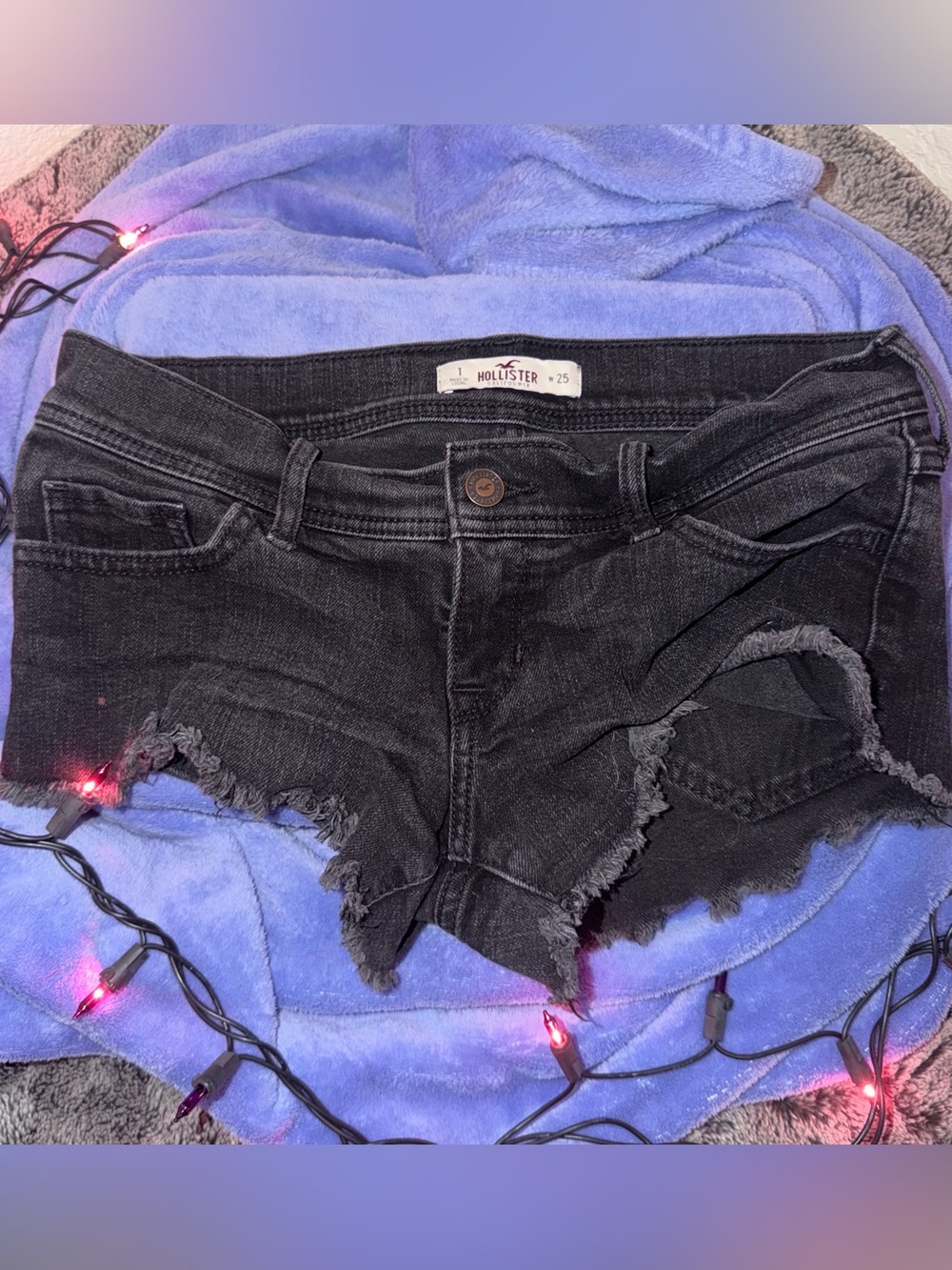 Hollister Black Frayed Denim Cutoff Shorts - Women's